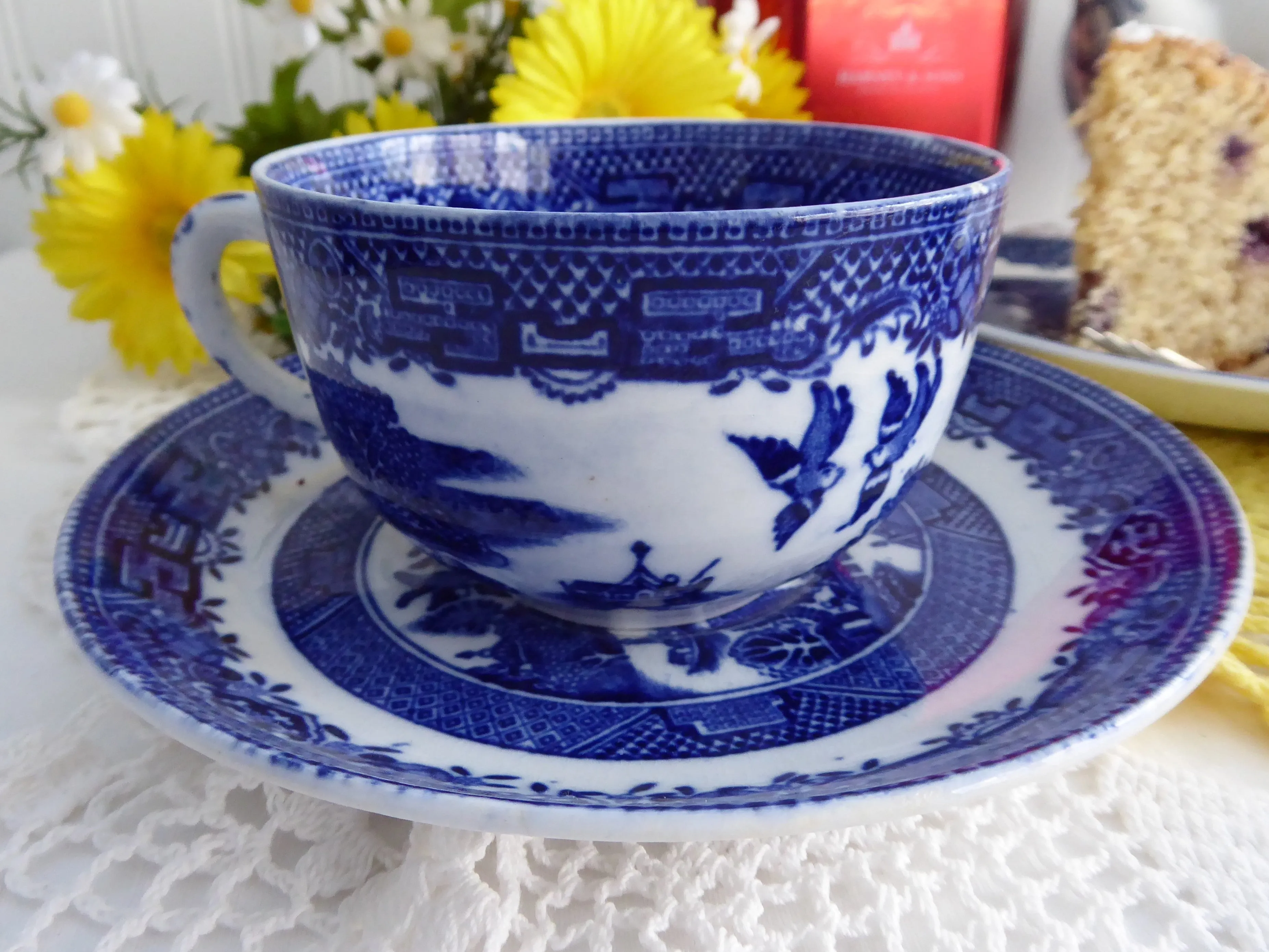 English Willow Cup And Saucer 1920s Teacup Royal Venton Blue Willow