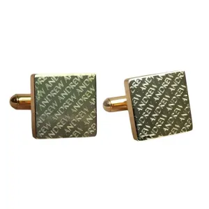 Engraved Diagonal Striped Gold Cuffs