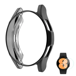 ENKAY 2-in-1 Samsung Galaxy Watch 4 Classic (46mm) TPU cover   tempered glass screen protector - Black