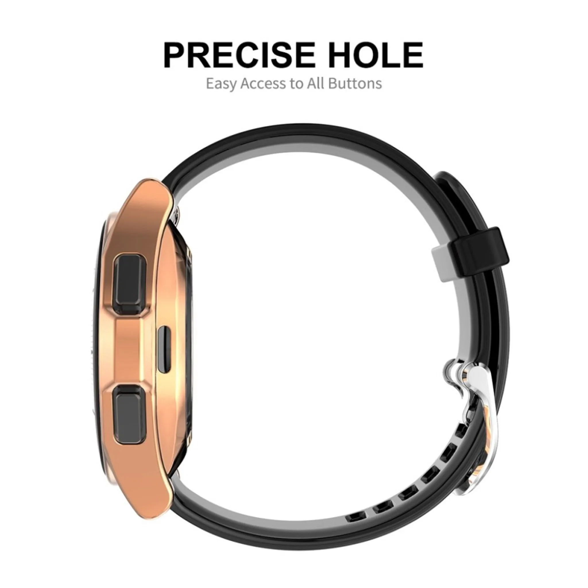 ENKAY Samsung Galaxy Watch 4 Classic (42mm) TPU cover   tempered glass screen protector - Rose Gold