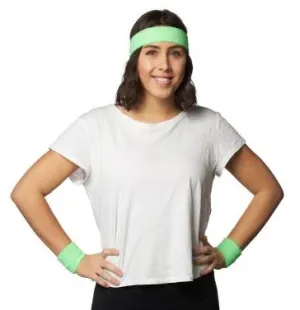 Ensemble de bandeau et poignets de sport vert fluo