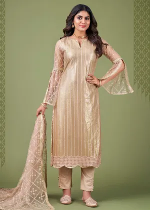 Enticing Chicko Beige Tone to Tone Embroidered Salwar Kameez