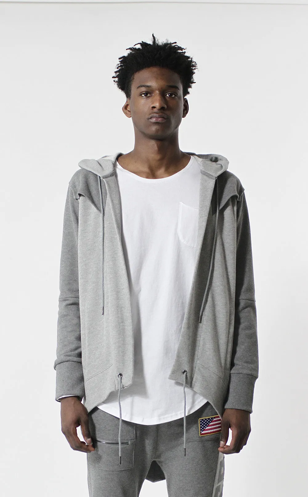 Entree LS Dual Layer Cape Style Gray USA Hoodie