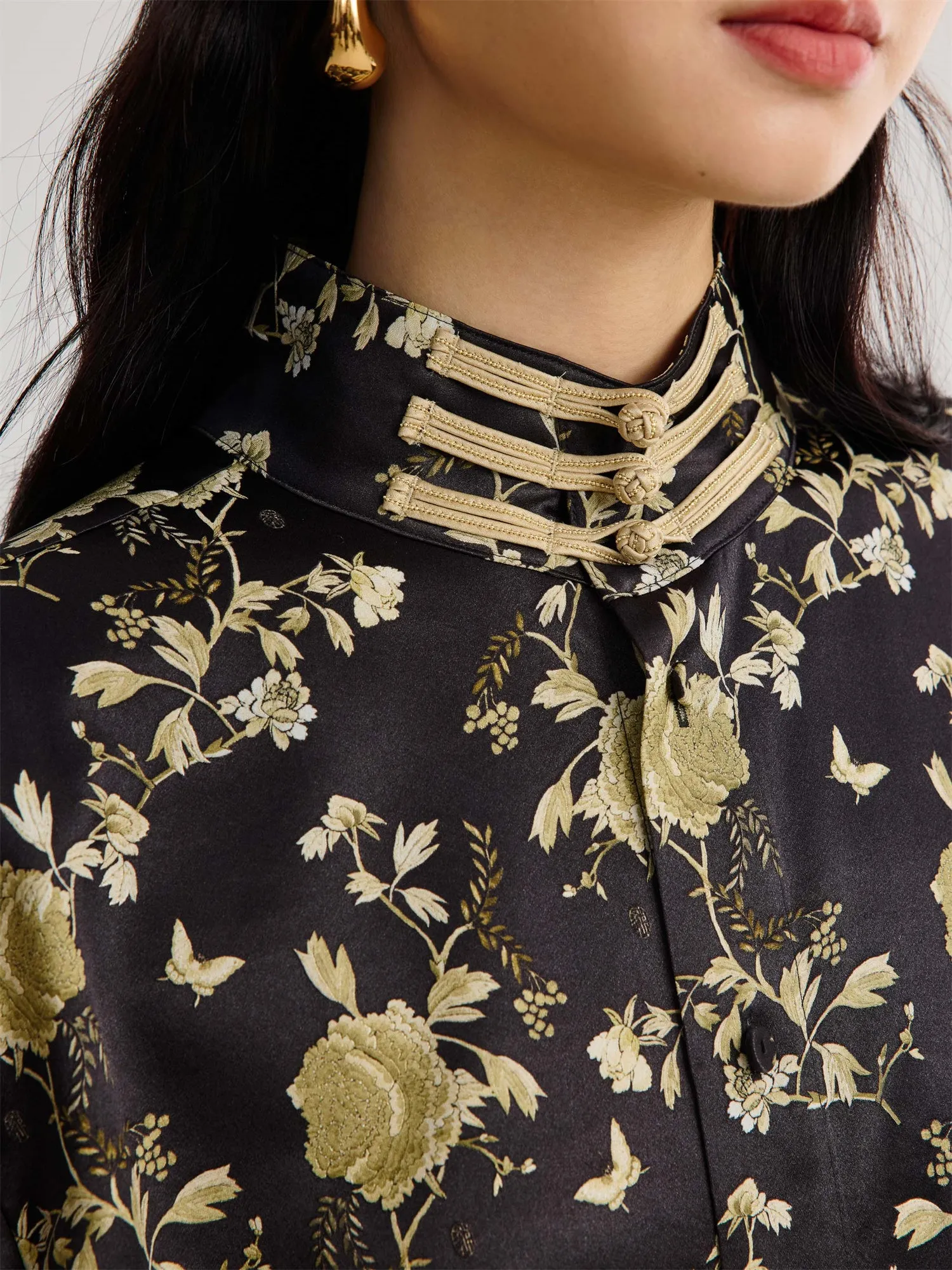 EP YAYING Chinese Style Jacquard Shirt