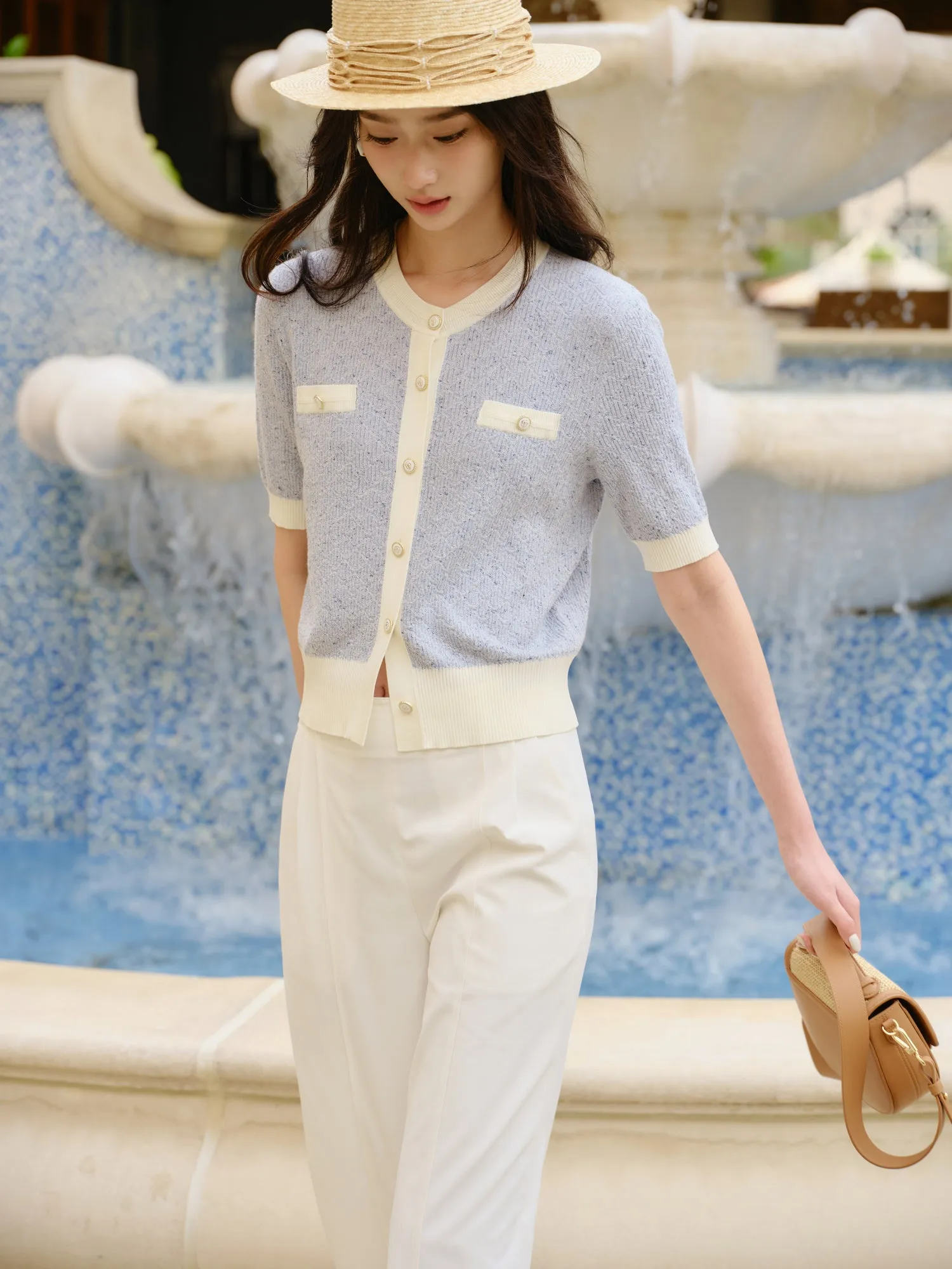 EP YAYING Color Dot Textured Knitwear