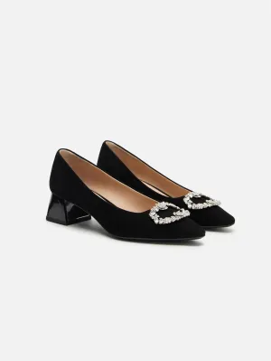 EP YAYING Decorative Buckle Chunky Heel Commuter Flats