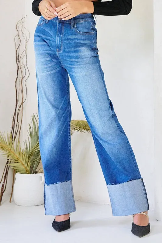 EP2052 Folding up wide leg Jean