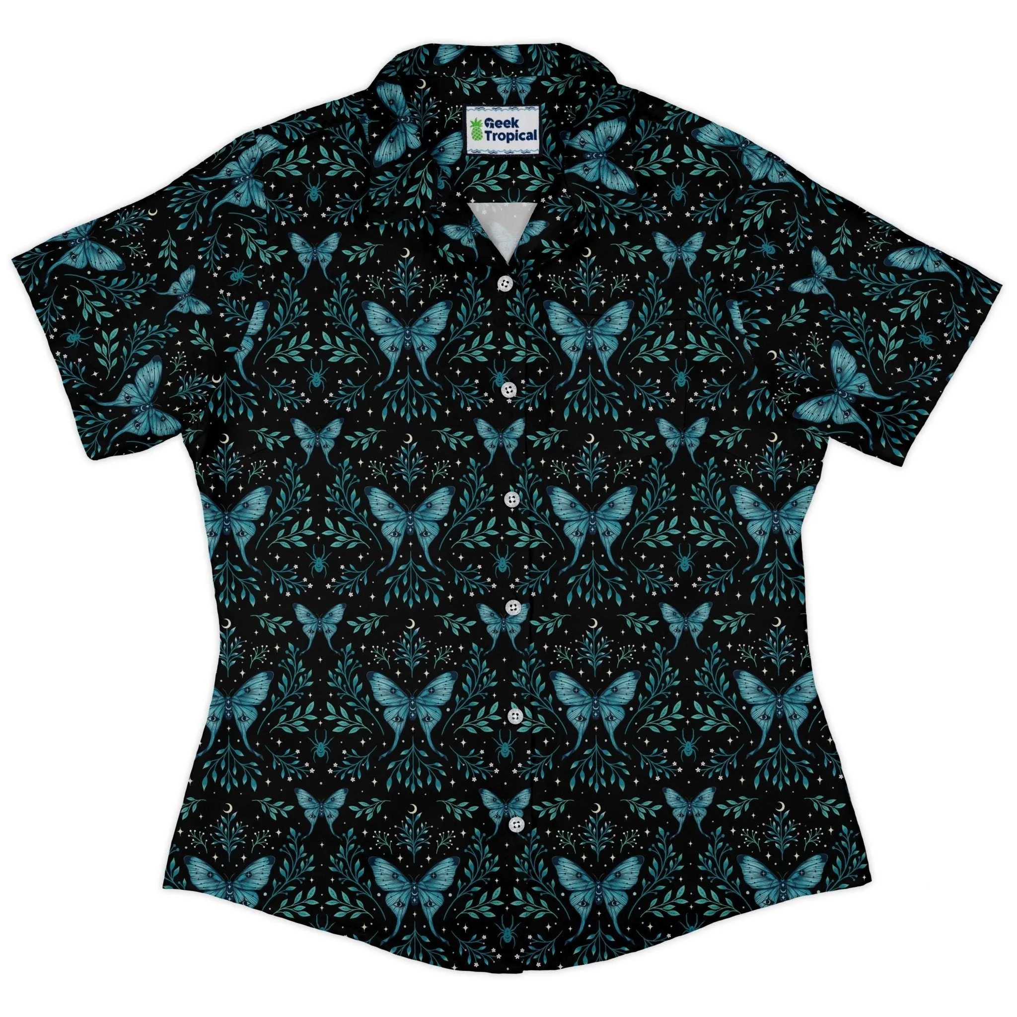 Episodic Mystical butterfly blue Curvy Button Up Shirt