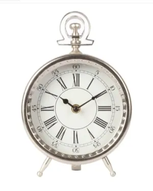 Equater Silver Color Metal Table Clock with Electroplate Finishing and Glass Cover, Iron Desktop Clock in Electroplate Silver Finishing, Metal Table Clock