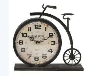 Equater Vintage Style Decorative Bicycle Shape Analog Time Desk Clock - (Rustic Black)