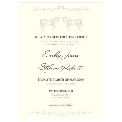 Equestrian Love Invitation Black