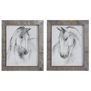 Equestrian Watercolor Framed Prints, S/2