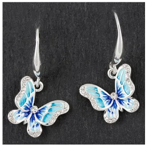 Equilibrium 3cm Hand painted Elegant Butterfly Earrings Blue