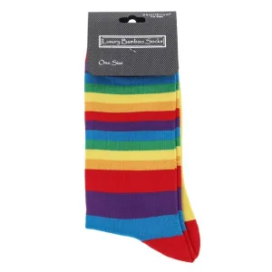 Equilibrium Men's Bamboo Socks Rainbow Red