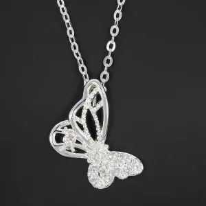 Equilibrium Silver Plated All That Bling Sparkle Butterfly Necklace