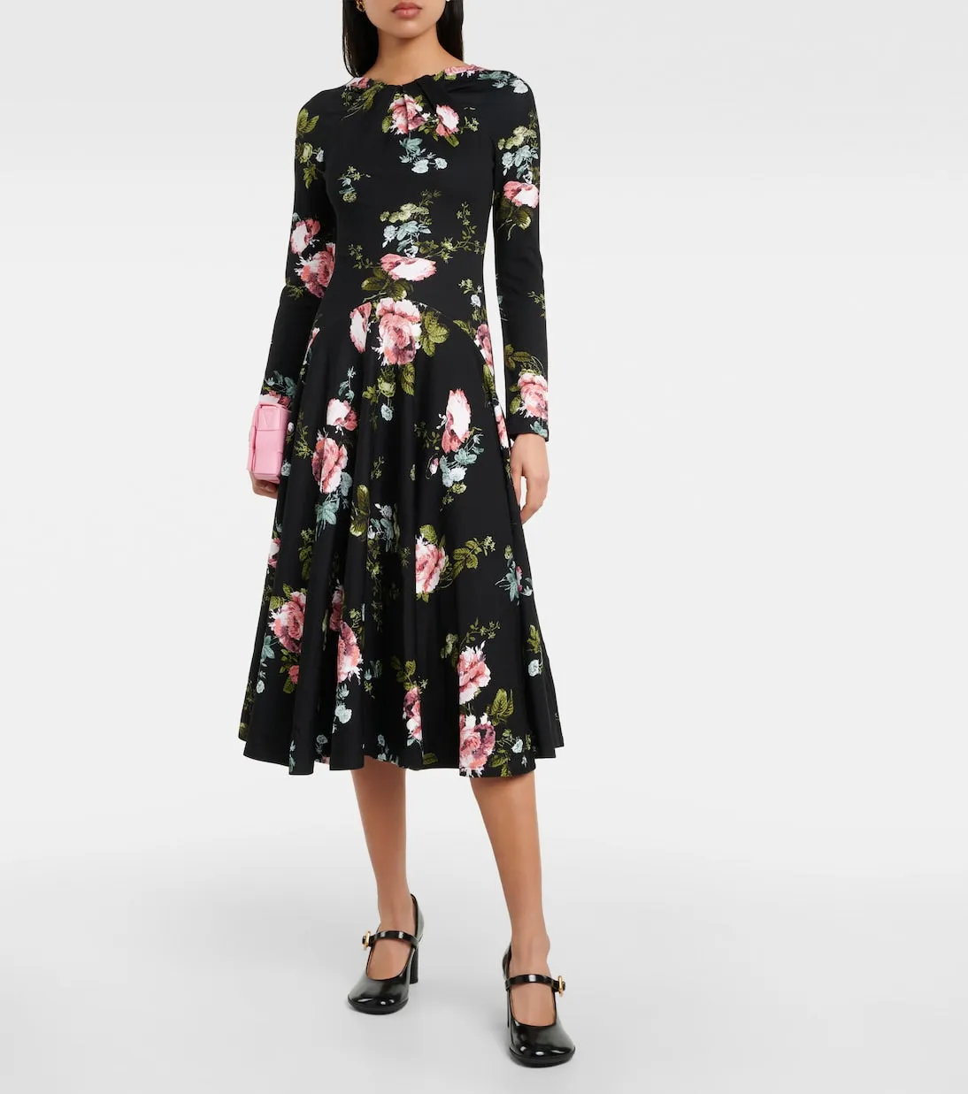 Erdem Floral Print Midi Dress, Pink