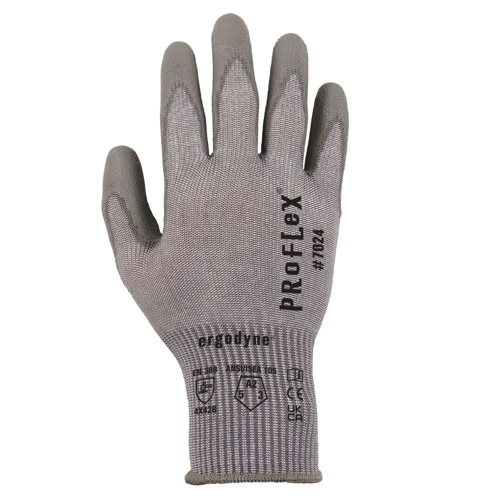 Ergodyne 10392 #7024 12-pair S Gray ANSI A2 PU Coated CR Gloves