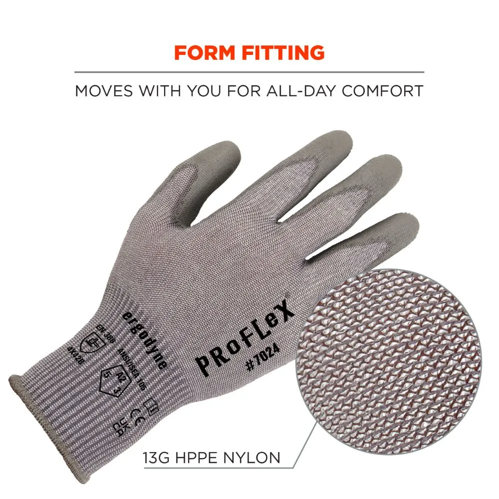 Ergodyne 10395 #7024 12-pair XL Gray ANSI A2 PU Coated CR Gloves