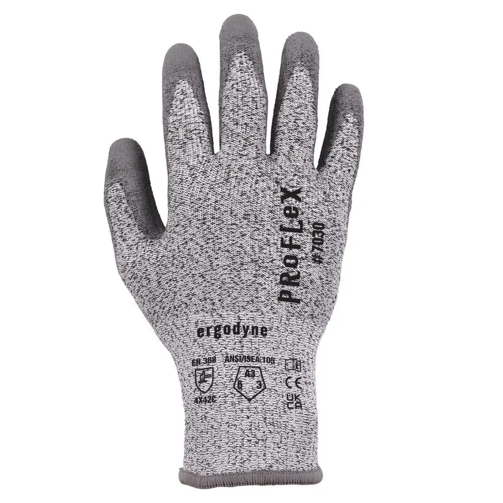 Ergodyne 10463 #7030 1-pair M Gray ANSI A3 PU Coated CR Gloves