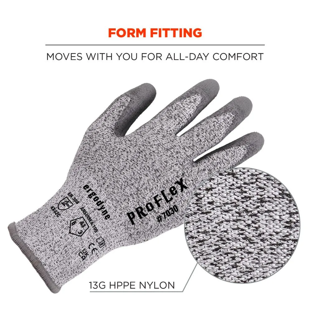 Ergodyne 10463 #7030 1-pair M Gray ANSI A3 PU Coated CR Gloves