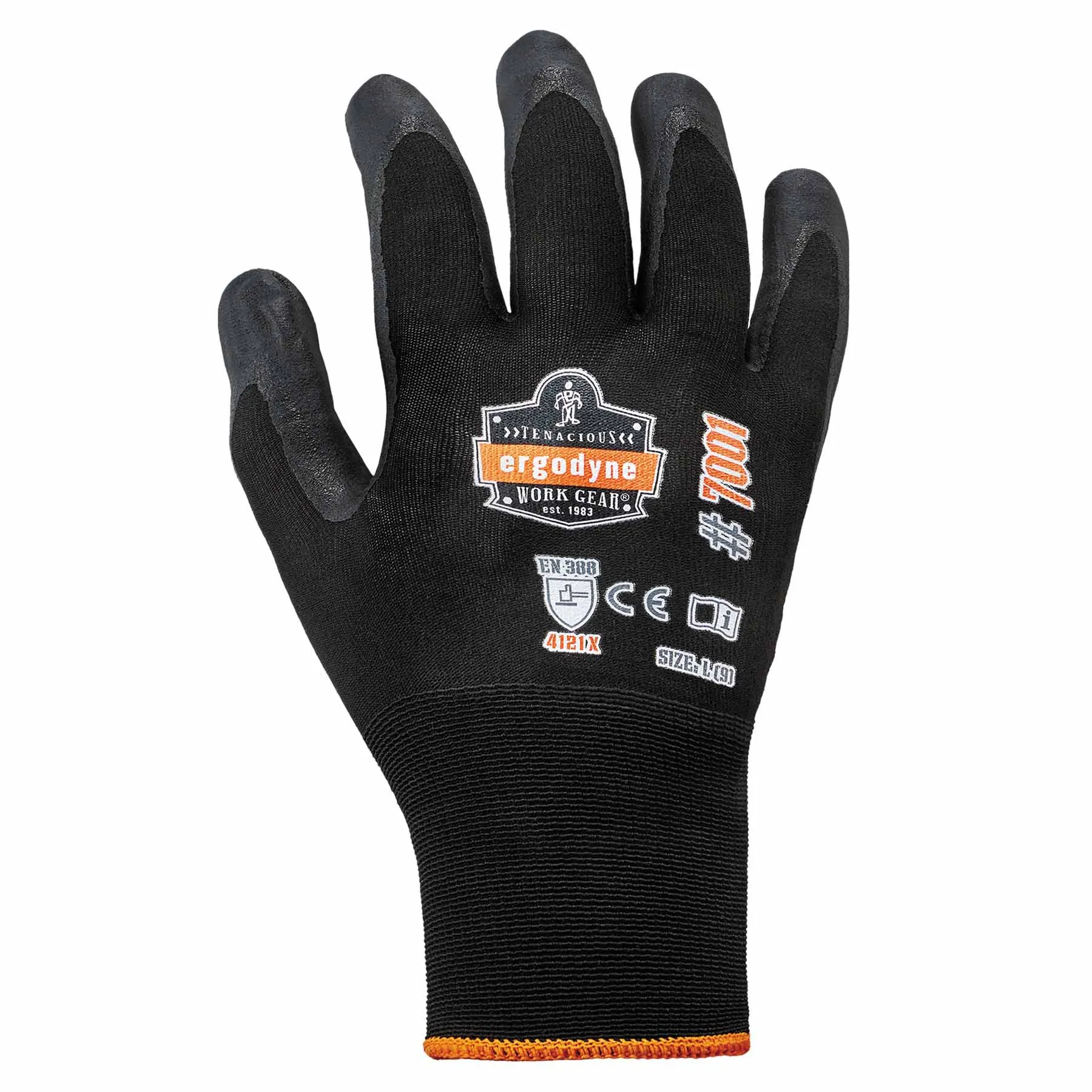 Ergodyne 17854 7001-CASE L Black Nitrile-Coated Gloves - DSX 144-Pair