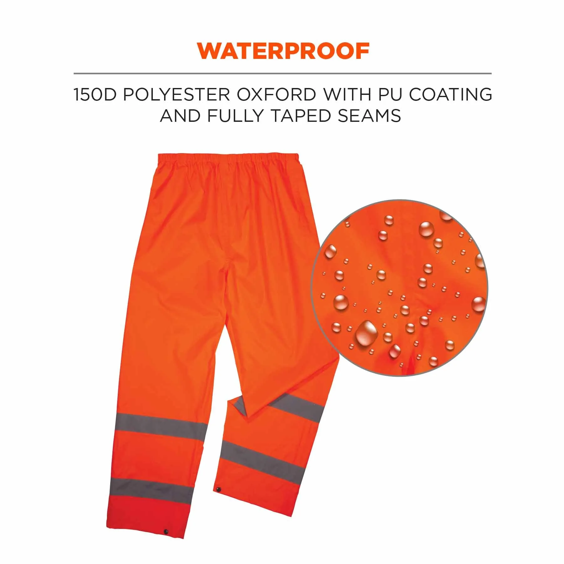 Ergodyne 25448 8916 4XL Orange Class E Lightweight Hi-Vis Rain Pants