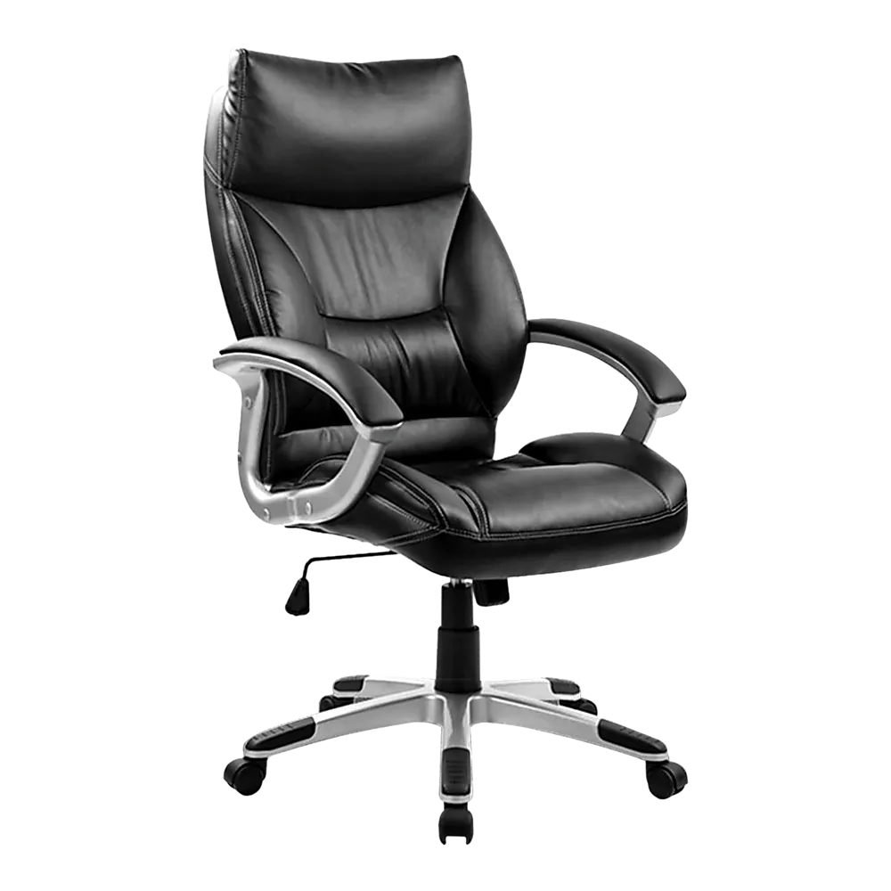 Ergonomic Black PU Leather Office Chair with Lumbar Support