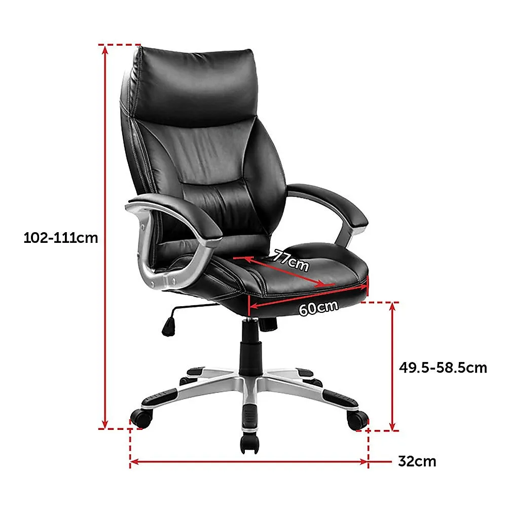 Ergonomic Black PU Leather Office Chair with Lumbar Support