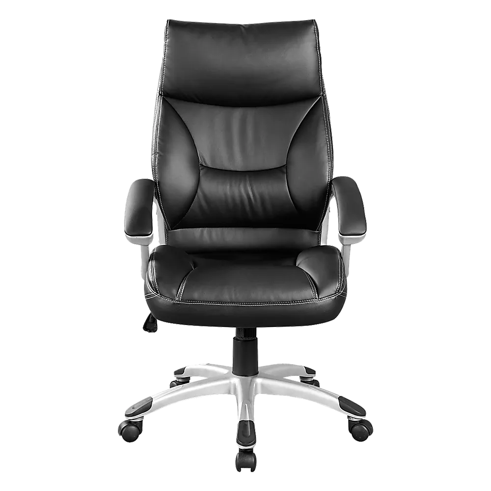 Ergonomic Black PU Leather Office Chair with Lumbar Support