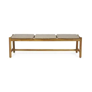 Erick Outdoor 3 Seater Wicker Bench