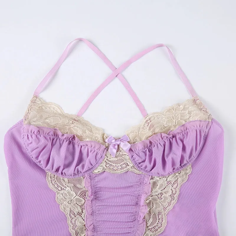 Erma Lace Corset Top in Purple