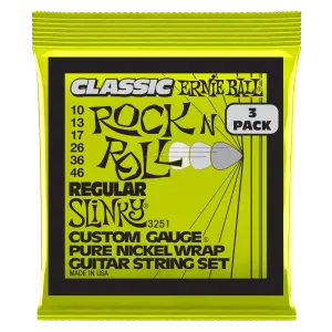 Ernie Ball Regular Slinky Classic Rnr Pure Nckl Elec Gtr Strings 3 Pk 10 46