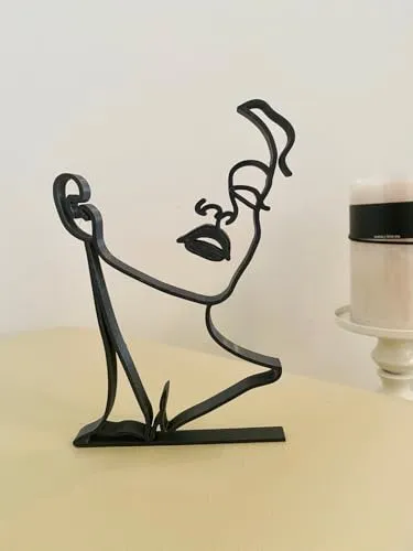 EROTNGO Abstract Minimalist Sculpture: Girl with Unique Hairstyle - Tabletop Figure for Home Office Decor, Ideal Gift or Housewarming Present