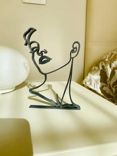 EROTNGO Abstract Minimalist Sculpture: Girl with Unique Hairstyle - Tabletop Figure for Home Office Decor, Ideal Gift or Housewarming Present