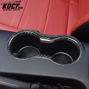 ES N-YM-264 Carbon Fiber Car Interior Trims Stickers Carbon Fiber Water Cup Frame For Mustang 2015 