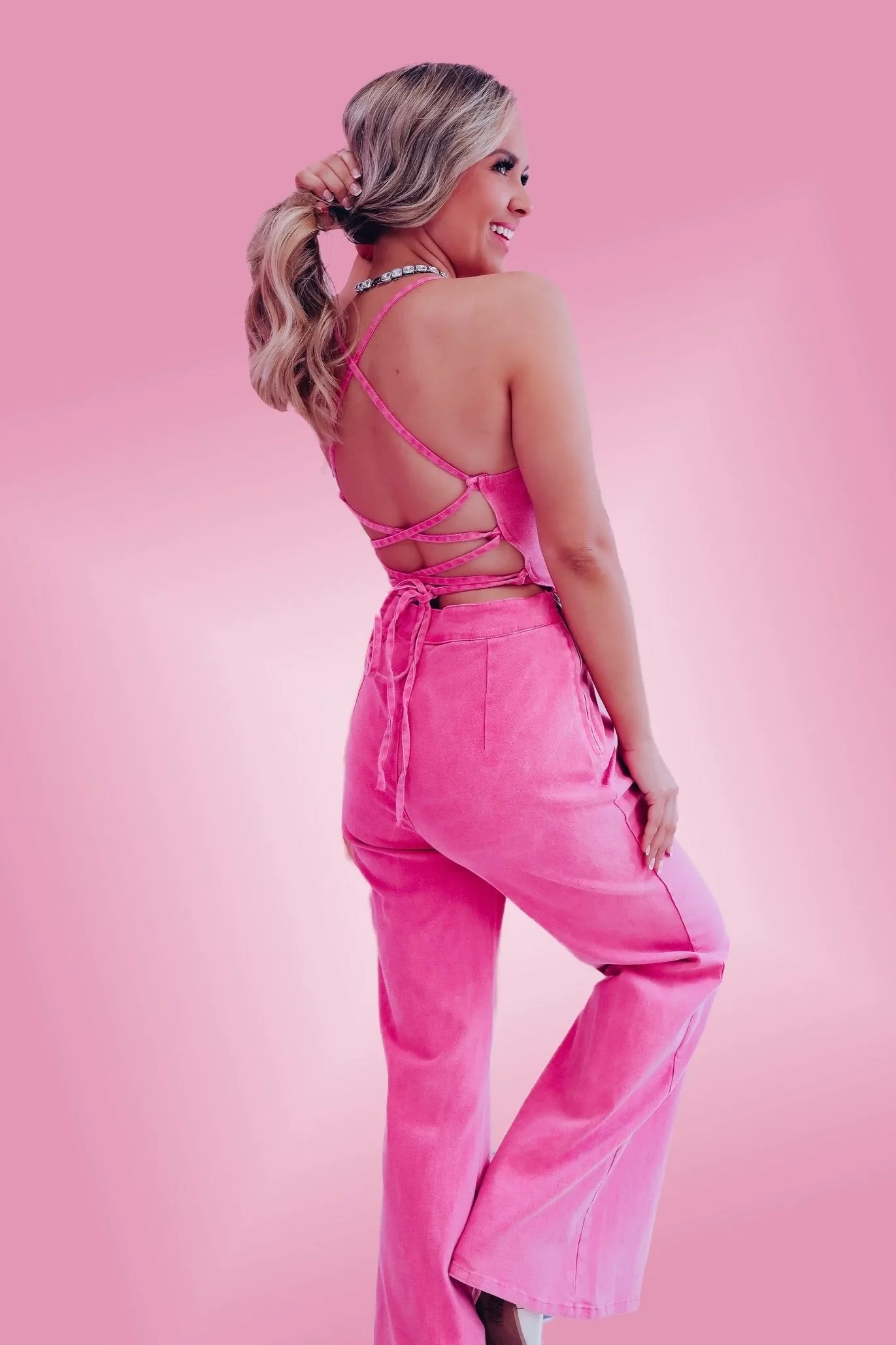 Escape The Ordinary Backless Jumpsuit - Pink