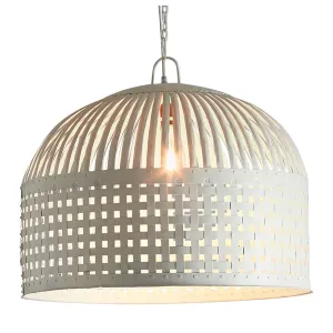 Esch Large - White - Woven Iron Strips Pendant Light