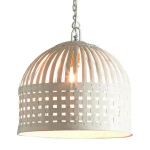 Esch Medium - White - Woven Iron Strips Pendant Light