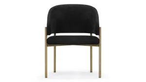 Esme - Esme Dining Chair, Black Plush Velvet and Brushed Brass