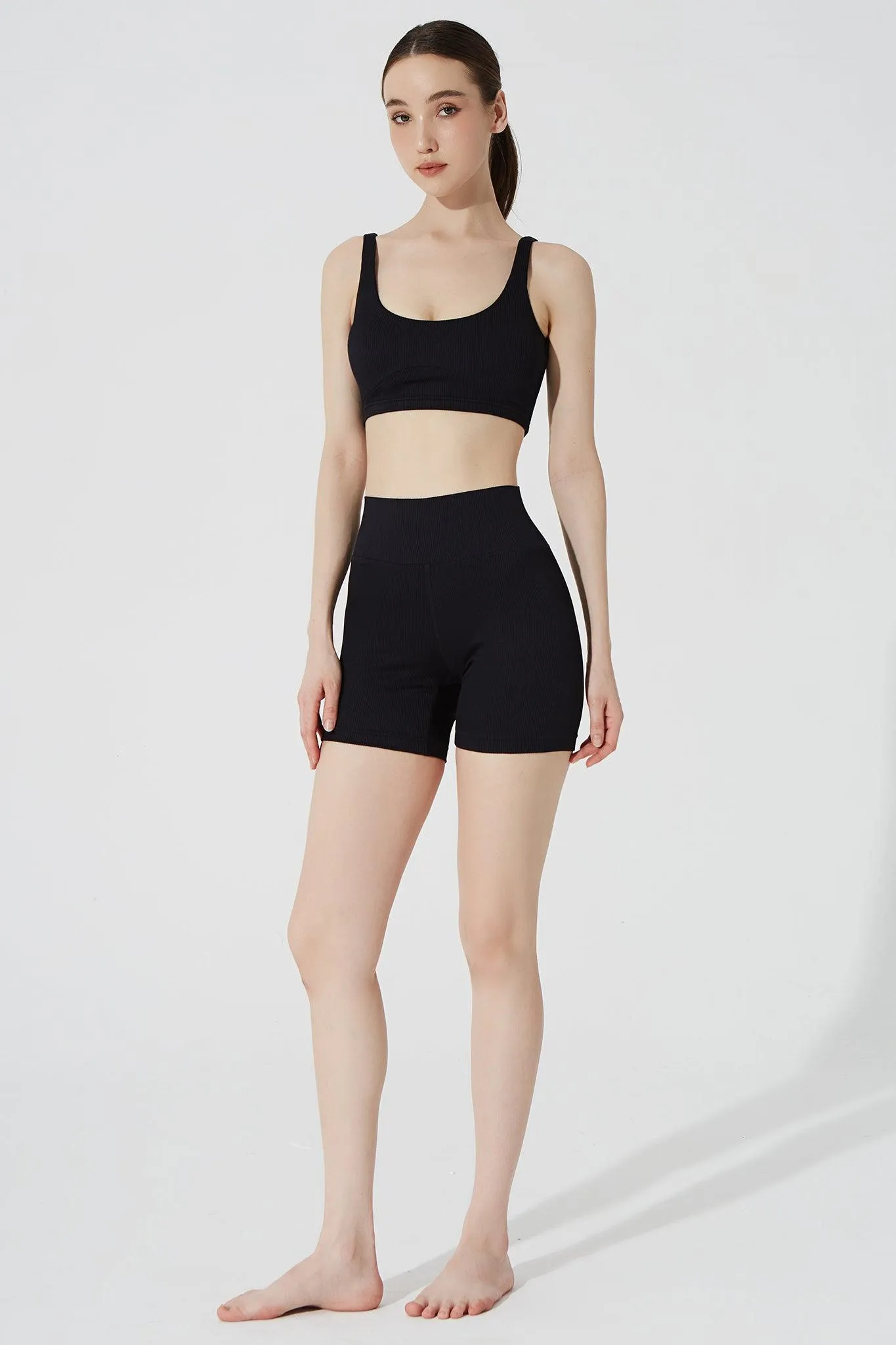 Esmeray High Waist Ribbed Short - Noir