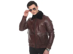 Espresso Aviator: Men's Classic Short Leather Jacket