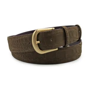 Espresso Nubuck Touch Mock Croc Antique Belt