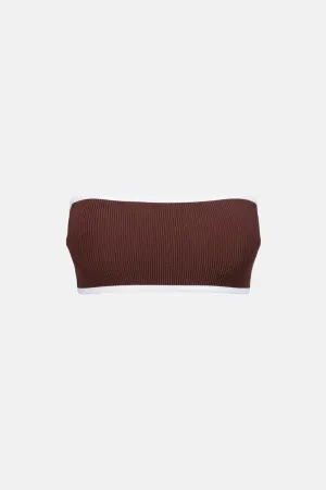 Essential Rib Contrast Bandeau Top Cafe