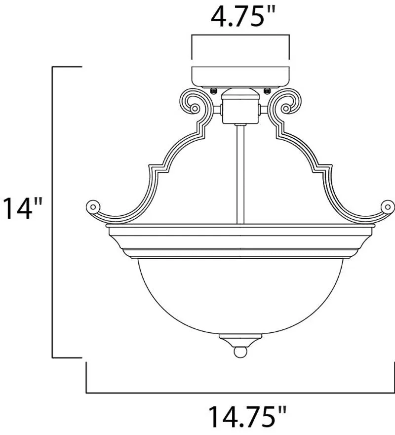 Essentials - 584x 14.75" 2 Light Semi-Flush Mount in Satin Nickel