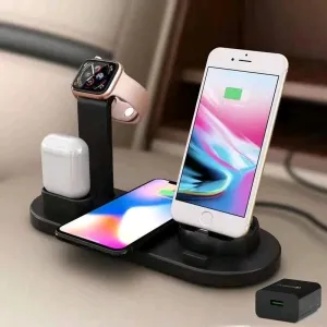 Estación carga 4 en 1 iPhone Wireless, iPhone alámbrico, Applewatch, Airpods