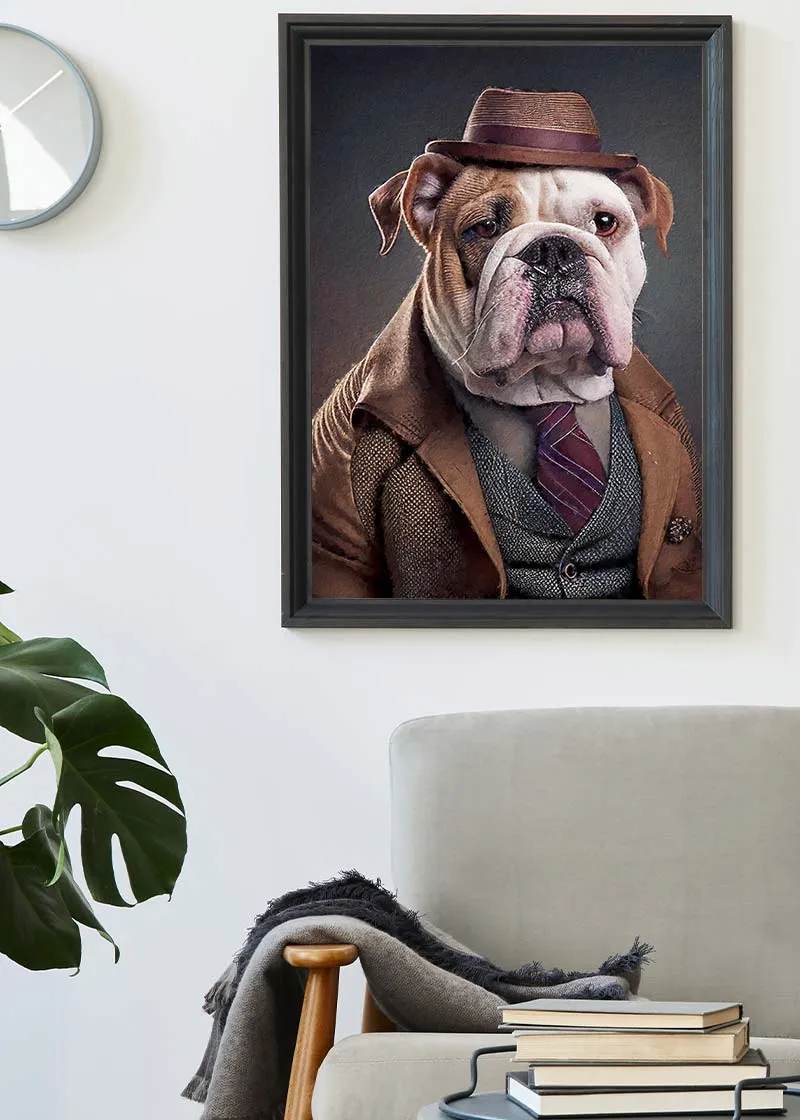 Estampado de cabeza de animal de bulldog inglés: 27 ½ x 39 ¼ in | 70x100 cm / Glosa