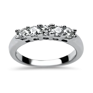 Estate 14K White Gold 5-Diamond Band