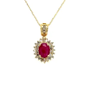 ESTATE 14KY Gold Treated Ruby & Diamond Necklace