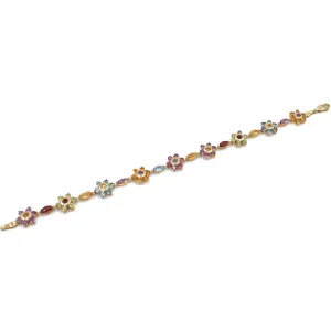 Estate Ladies 14K Yellow Gold Multi-gemstone Bracelet