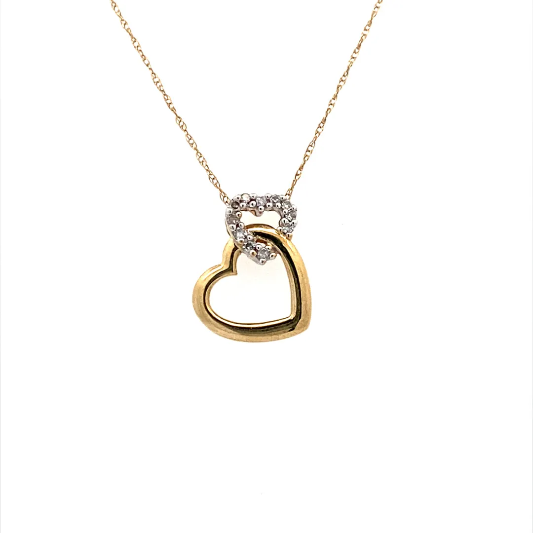 Estate Two-Tone Diamond Heart Pendant